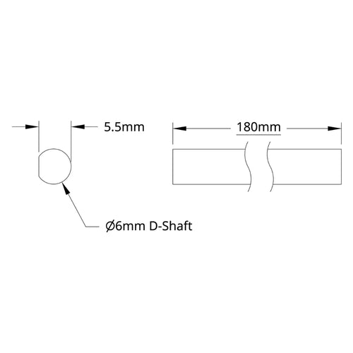 ServoCity 6mm D-Shaft (Stainless Steel, 180mm Length)
