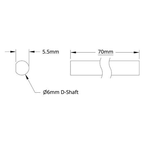 ServoCity 6mm D-Shaft (Stainless Steel, 70mm Length)