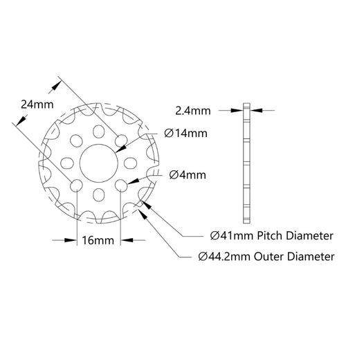 ServoCity 8mm Pitch Acetal Hub-Mount Sprocket (14mm Bore, 16 Tooth)