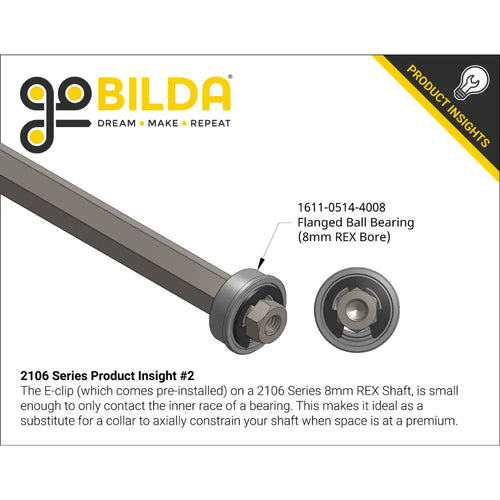 ServoCity 8mm REX™ Shaft w/ E-Clip (Stainless Steel, 192mm Length)