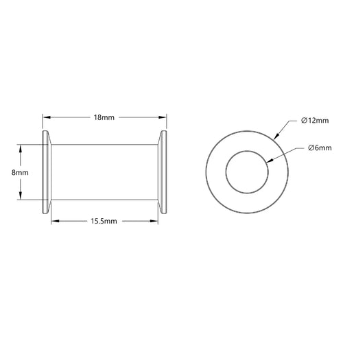ServoCity Acetal Timing Belt Idler (6mm ID x 12mm OD, 18mm Width, 1-2) - 2 Pack