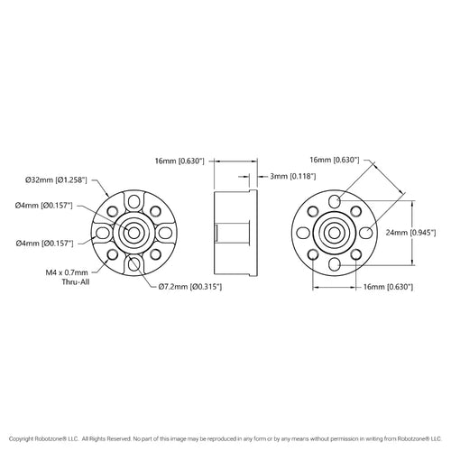 ServoCity Dual-Bearing Pillow Block (4mm Bore)