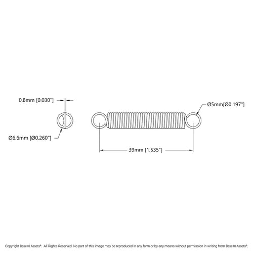 ServoCity Extension Spring (6.5mm OD, 1.5Kg Max Load, 39-72mm Length)