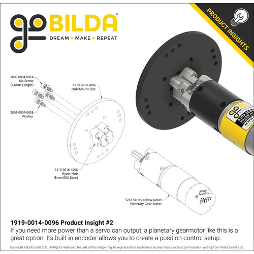 ServoCity Plastic Hub-Mount Disc (14mm Bore, 96mm Diameter)