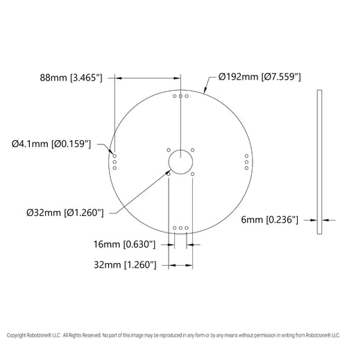 ServoCity Plastic Hub-Mount Disc (32mm Bore, 192mm Diameter)