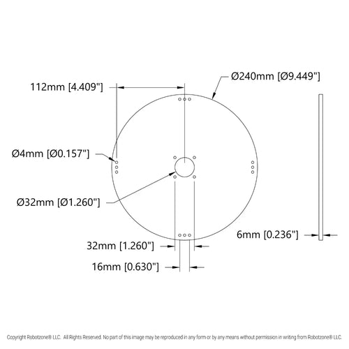 ServoCity Plastic Hub-Mount Disc (32mm Bore, 240mm Diameter)