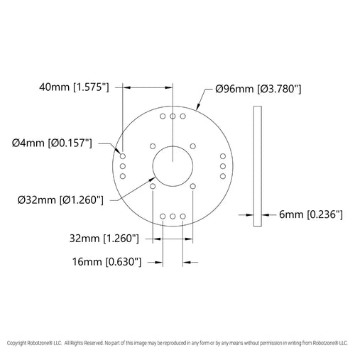 ServoCity Plastic Hub-Mount Disc (32mm Bore, 96mm Diameter)