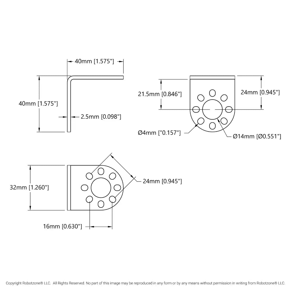ServoCity Round-End L-Bracket - 2 Pack