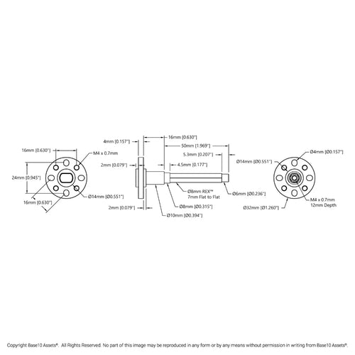ServoCity Shouldered 8mm REX™ Hub-Shaft (20mm Hub Offset)