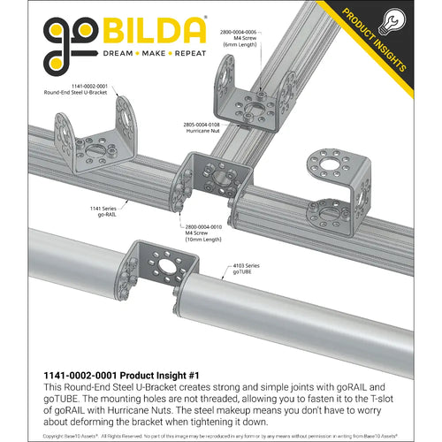 ServoCity Steel U-Bracket, Round-End