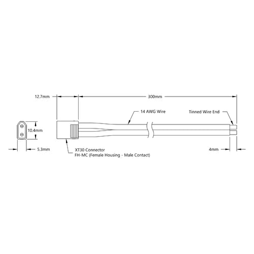 ServoCity XT30 Lead (FH-MC, 300mm Length)