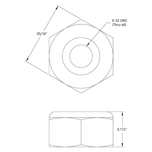 ServoCity Zinc-Plated Steel Nylon-Insert Locknut (6-32 UNC, 5/16" Hex) - 25 Pack