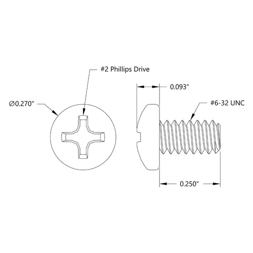 ServoCity Zinc-Plated Steel Phillips Pan Head Screw (6-32 UNC, 1/4" Length) - 25 Pack