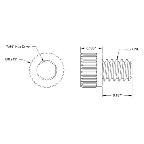 ServoCity Zinc-Plated Steel Socket Head Screw (6-32 UNC, 3/16 Length) - 25 Pack