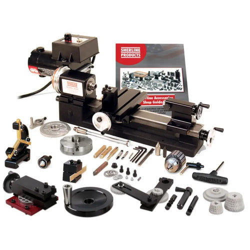 Sherline 4530C Metric Lathe 3.5x8 inch Package w/ "Zero" Adjustable Handwheels (EU)