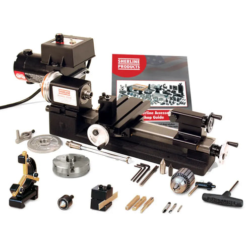 Sherline Manual 8-Inch Tabletop Lathe with Zero Adjustable Handwheels Package B (Metric) (EU)