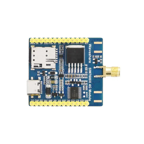 SIM7600G-H Communication Module, 4G/3G/2G GNSS Position (Soldered + SMA Antenna)