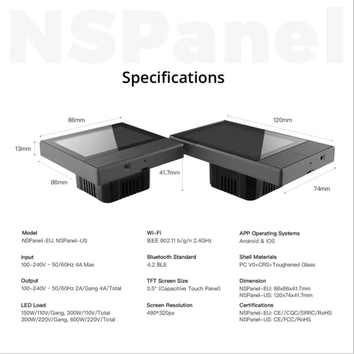 SONOFF NSPanel Smart Scene Wall Switch (86/EU Type, Dim Gray)