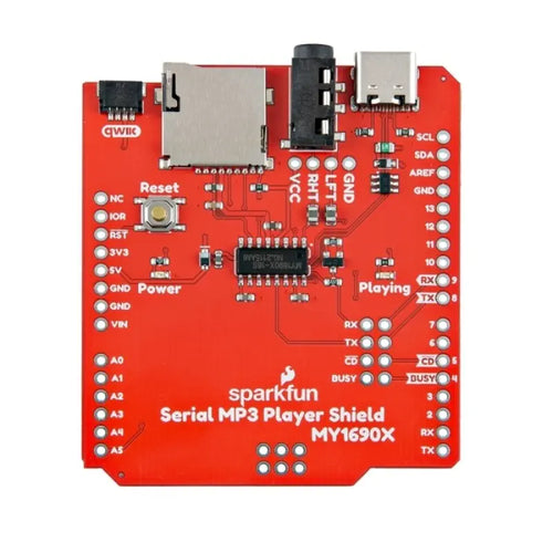 SparkFun Serial MP3 Player Shield - MY1690X-16S (Qwiic)