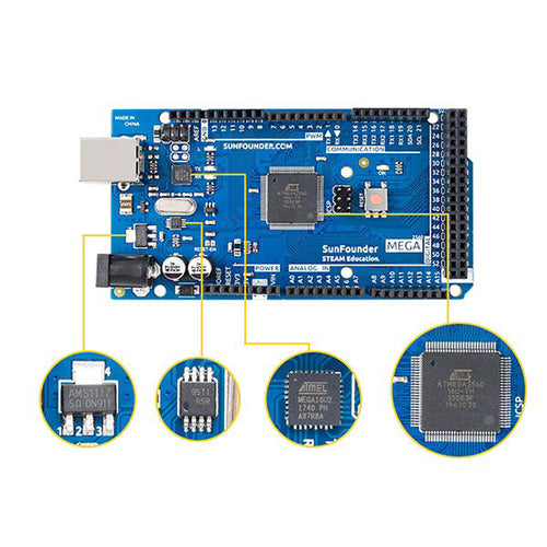 SunFounder Mega 2560 R3 ATmega2560 Microcontroller Board Compatible w/ Arduino