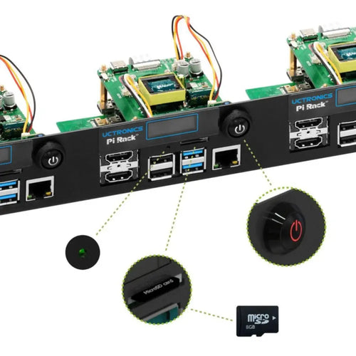 Uctronics Ultimate Rack w/ PoE HAT for RPi 4, 19 inch 1U Rackmount