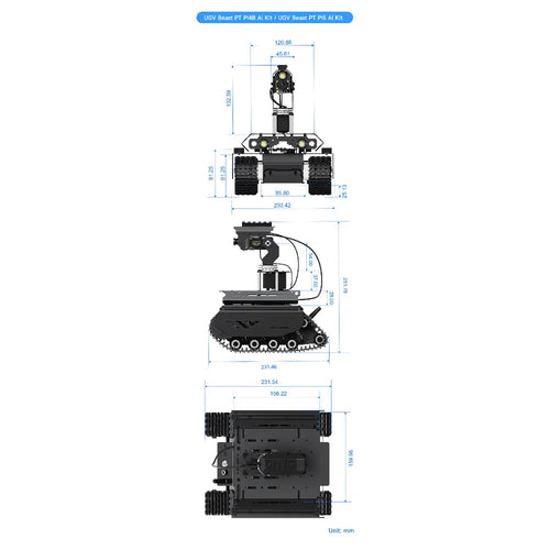 UGV Beast Open-Source Off-Road Tracked AI Robot, Dual Controllers, all-Metal Body, Computer Vision, Suitable for Raspberry Pi 4B / Raspberry Pi 5
