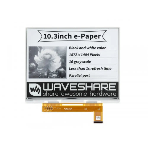 Waveshare 10.3" E-Paper E-Ink Raw Display, 1872×1404, Black/White, 16 Grey Scales, Parallel Port, w/o PCB