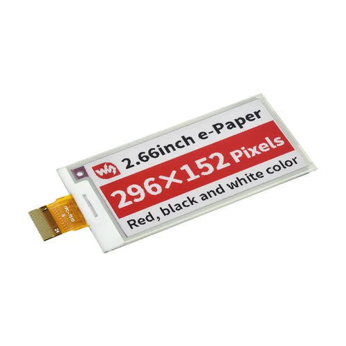 Waveshare 2.66" E-Paper (B) E-Ink Raw Display, 296×152, Red / Black / White, SPI, w/o PCB