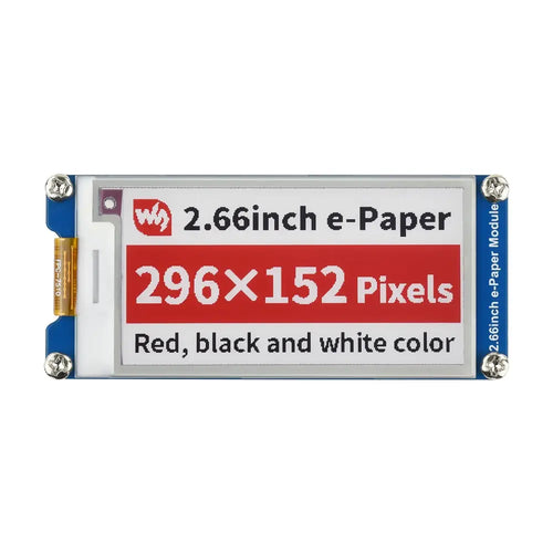 Waveshare 2.66" E-Paper E-Ink Display Module (B), 296×152, Red / Black / White, SPI