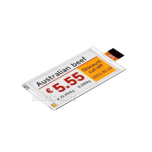 Waveshare 2.66" E-Paper (G) Raw Display, 360x184, Red/Yellow/Black/White, SPI Communication