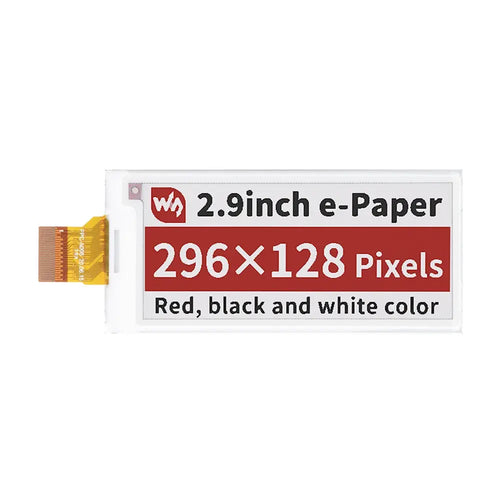 Waveshare 2.9" E-Paper (B) E-Ink Raw Display, 296×128, Red / Black / White, SPI, w/o PCB
