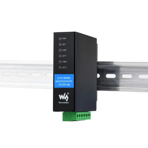 Waveshare 2-Ch RS485 to RJ45 Ethernet Serial Server, Dual Channel RS485 Independent Operation, Dual Ethernet Ports (PoE)