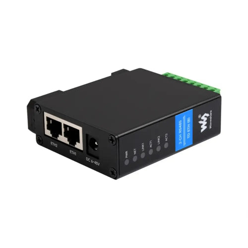 Waveshare 2-Ch RS485 to RJ45 Ethernet Serial Server, Dual Channel RS485 Independent Operation, Dual Ethernet Ports (PoE)