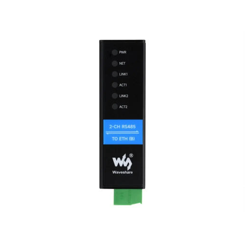 Waveshare 2-Ch RS485 to RJ45 Ethernet Serial Server, Dual Channel RS485 Independent Operation, Dual Ethernet Ports (PoE)