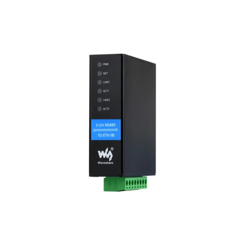 Waveshare 2-Ch RS485 to RJ45 Ethernet Serial Server, Dual Channel RS485 Independent Operation, Dual Ethernet Ports (PoE)