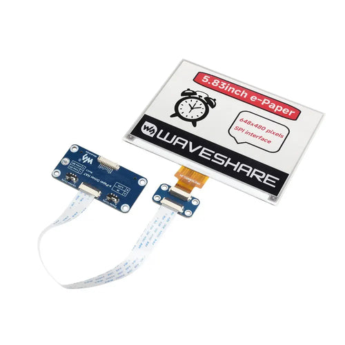Waveshare 5.83" E-Ink Display HAT for Raspberry Pi, 648×480, Red/Black/White 3-Color
