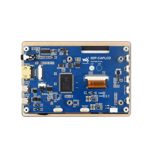 Waveshare 5" High-Brightness Touch Screen, 1024x600 Pixels, Toughened Glass Panel, HDMI Interface, IPS Panel