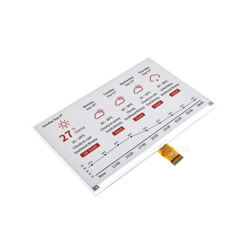 Waveshare 7.5" E-Paper (B) E-Ink Raw Display, 800×480, Red/Black/White, SPI, w/o PCB