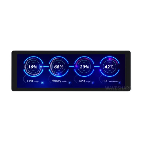 Waveshare 7.9" IPS Display, 400×1280 Pixel, Toughened Glass Panel, HDMI Interface