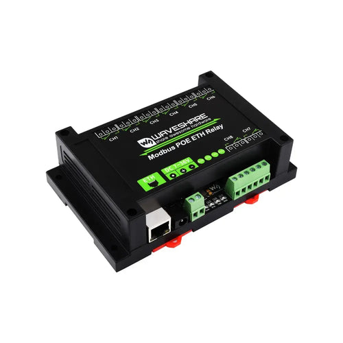 Waveshare 8-Ch Ethernet Relay Module, Modbus RTU/Modbus TCP Protocol, PoE Port Communication