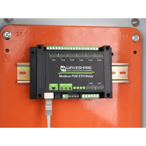 Waveshare 8-Ch Ethernet Relay Module, Modbus RTU/Modbus TCP Protocol, PoE Port Communication