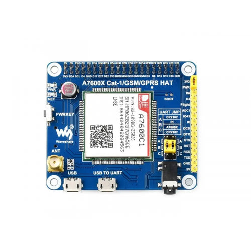 Waveshare A7600C1 LTE Cat-1 HAT for Raspberry Pi, Low Speed 4G Module, 2G GSM/GPRS (for China)