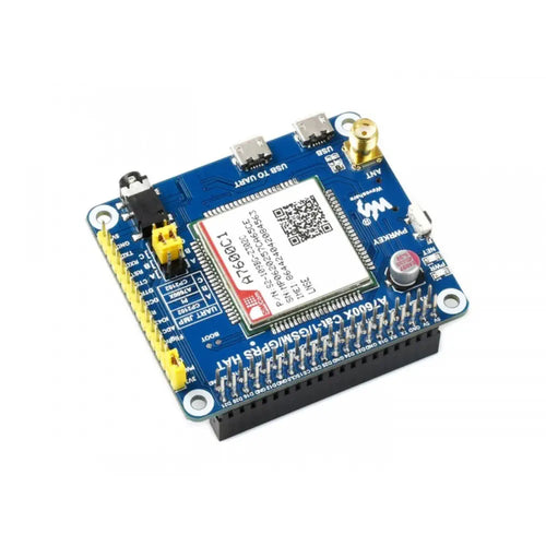 Waveshare A7600C1 LTE Cat-1 HAT for Raspberry Pi, Low Speed 4G Module, 2G GSM/GPRS (for China)
