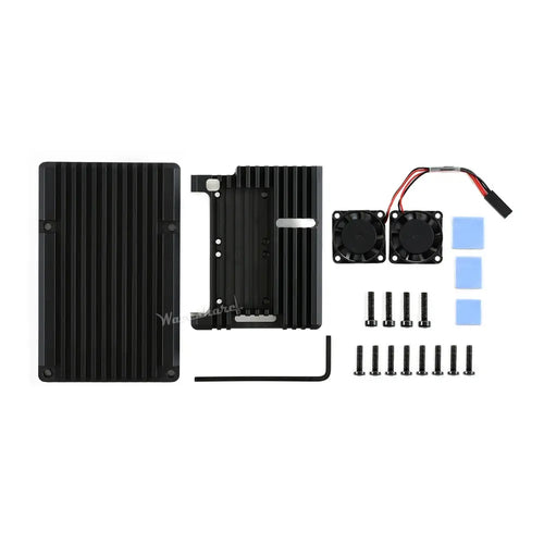Waveshare Aluminium Alloy Case for Raspberry Pi 4, Dual Cooling Fans