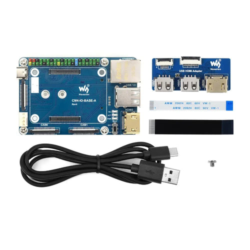 Waveshare CM4-IO-BASE-A + USB HDMI Adapter for Raspberry Pi Compute Module 4