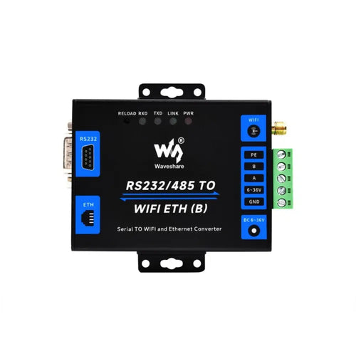 Waveshare Industrial Grade Serial Server RS232/485 to WiFi & Ethernet, Modbus Gateway, MQTT Gateway, Metal Case