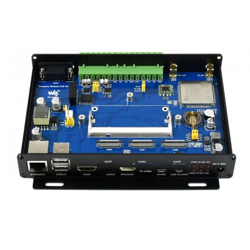Waveshare Industrial IoT Mini-Computer Add-on, 4G/PoE Features, Based on Raspberry Pi CM3/CM3+ Series (EU)