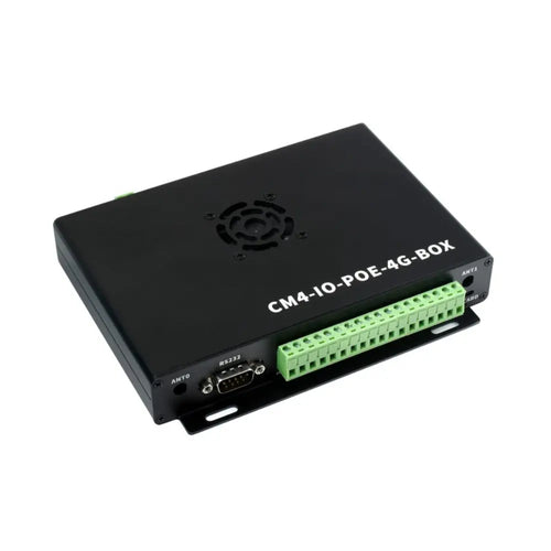 Waveshare Industrial IoT Mini-Computer Based on CM4 (not Included), PoE, 5G/4G, Metal Case, Cooling Fan (EU)