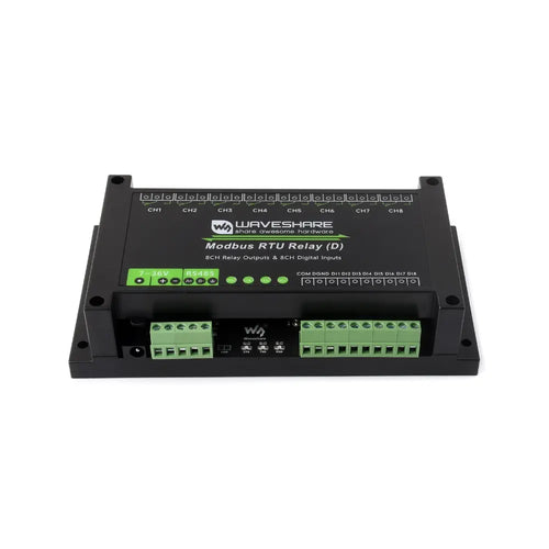 Waveshare Industrial Modbus RTU 8-Ch Relay Module w/ Digital Input & RS485 Interface