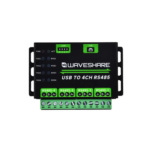 Waveshare Industrial USB to 4Ch RS485 Converter, Multi Protection Circuits, Multi System Support, Aluminium Alloy Case